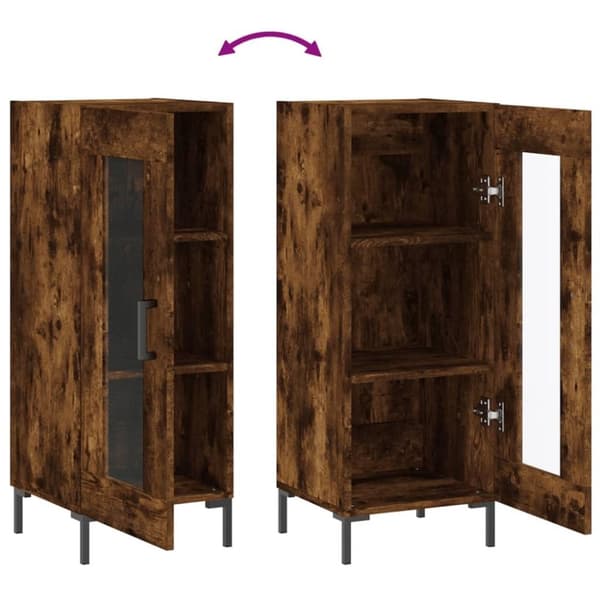 vidaXL skænk 34,5x34x90 cm konstrueret træ røget egetræsfarve