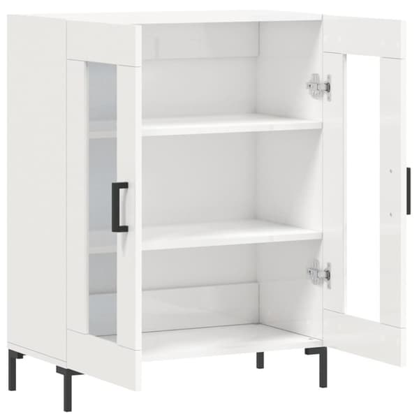 vidaXL Skjenk høyglans hvit 69,5x34x90 cm konstruert tre