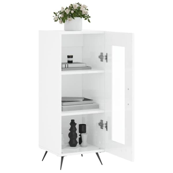 vidaXL skænk 34,5x34x90 cm konstrueret træ hvid højglans