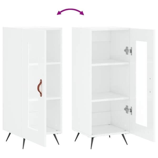 vidaXL skænk 34,5x34x90 cm konstrueret træ hvid højglans