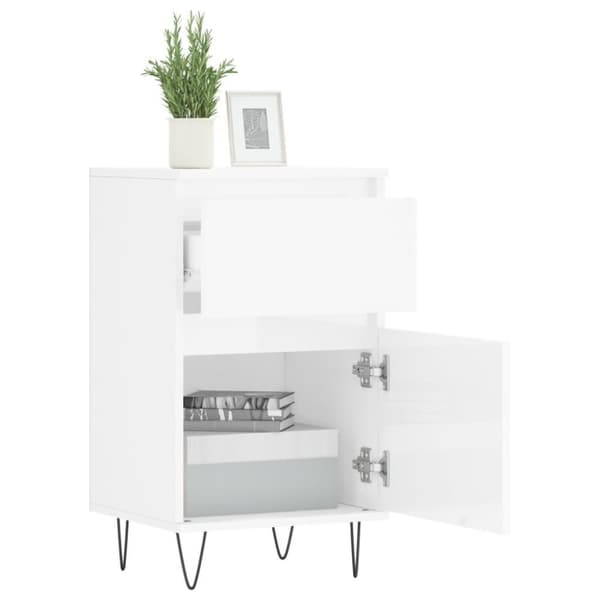 vidaXL Skjenker 2 stk høyglans hvit 40x35x70 cm konstruert tre