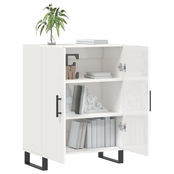 vidaXL Skänk vit högglans 69,5x34x90 cm konstruerat trä