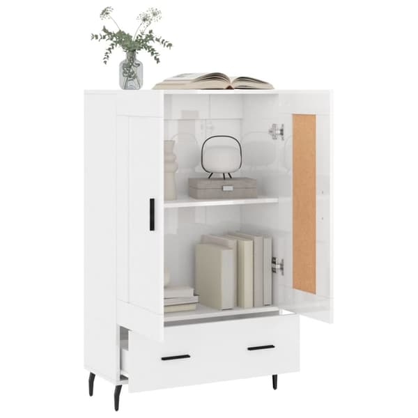 vidaXL Highboard høyglans hvit 69,5x31x115 cm konstruert tre