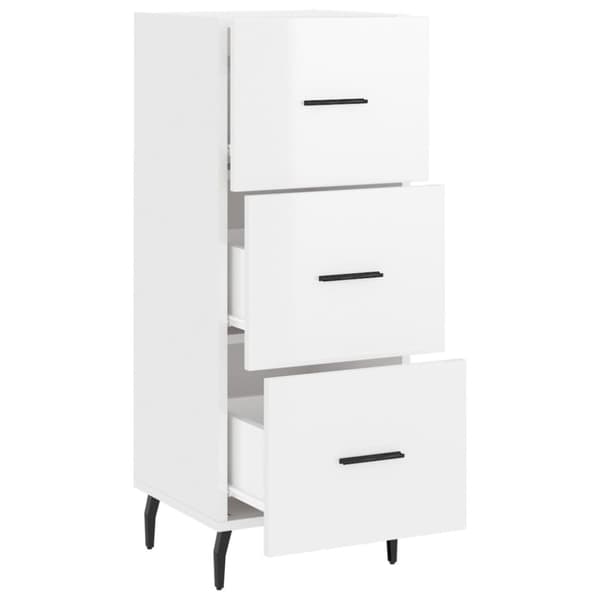 vidaXL skænk 34,5x34x90 cm konstrueret træ hvid højglans