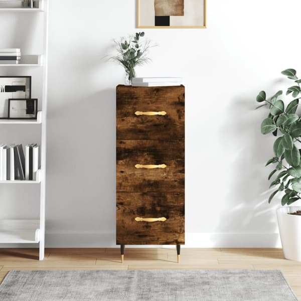 vidaXL skænk 34,5x34x90 cm konstrueret træ røget egetræsfarve