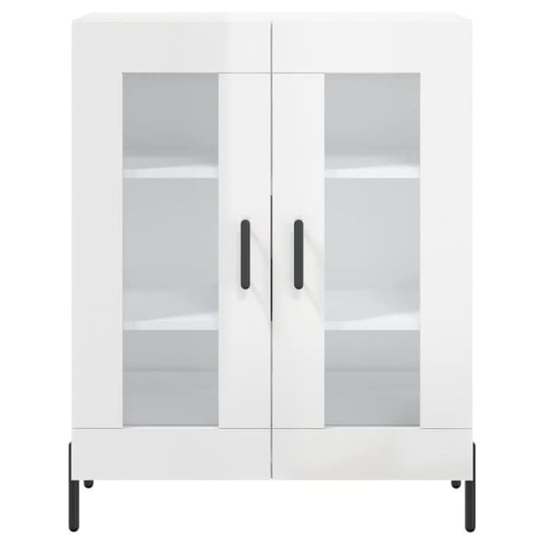 vidaXL skænk 69,5x34x90 cm konstrueret træ hvid højglans