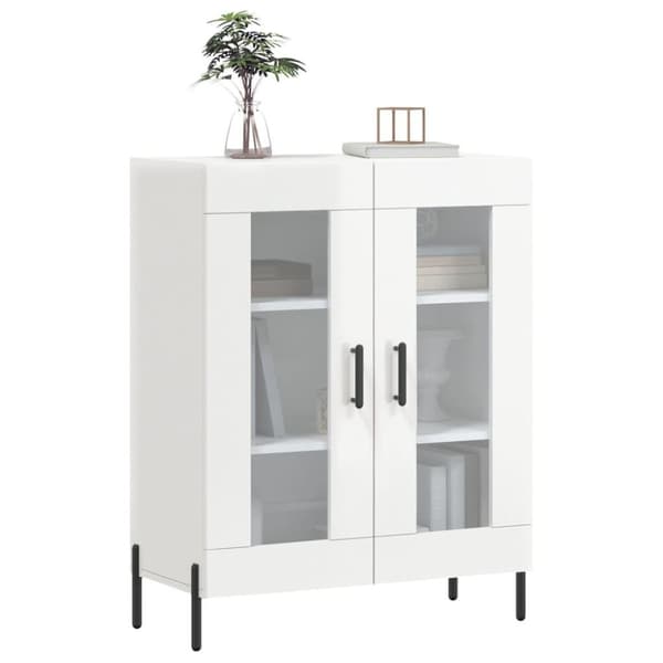 vidaXL skænk 69,5x34x90 cm konstrueret træ hvid højglans