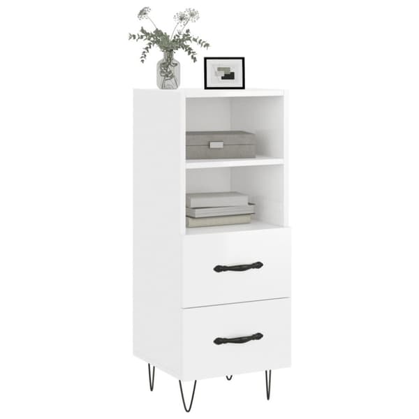 vidaXL Skåp vit högglans 34,5x34x90 cm konstruerat trä