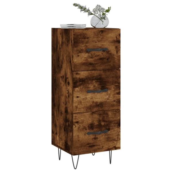 vidaXL Skänk rökfärgad ek 34,5x34x90 cm konstruerat trä