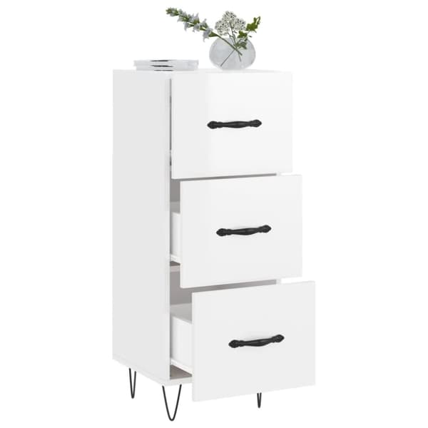 vidaXL skænk 34,5x34x90 cm konstrueret træ hvid højglans