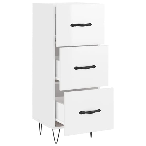 vidaXL skænk 34,5x34x90 cm konstrueret træ hvid højglans