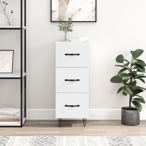 vidaXL skænk 34,5x34x90 cm konstrueret træ hvid højglans