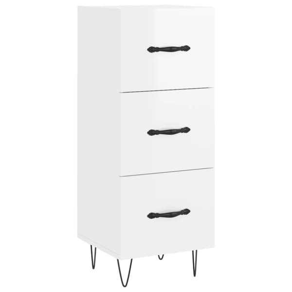 vidaXL skænk 34,5x34x90 cm konstrueret træ hvid højglans