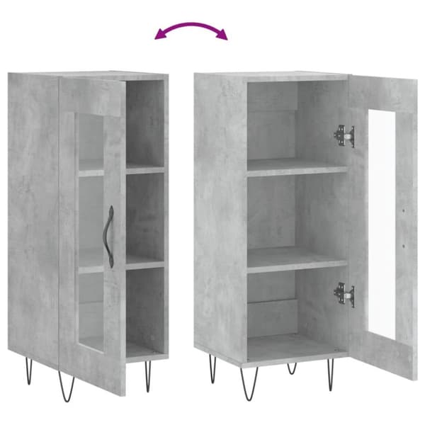 vidaXL Skåp betonggrå 34,5x34x90 cm konstruerat trä