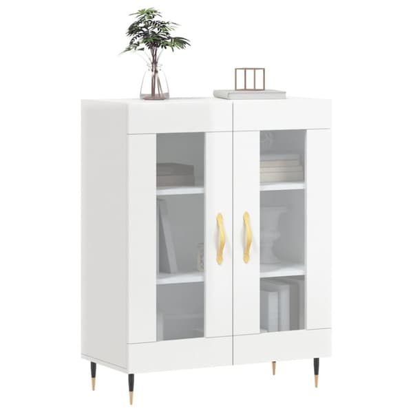 vidaXL skænk 69,5x34x90 cm konstrueret træ hvid højglans