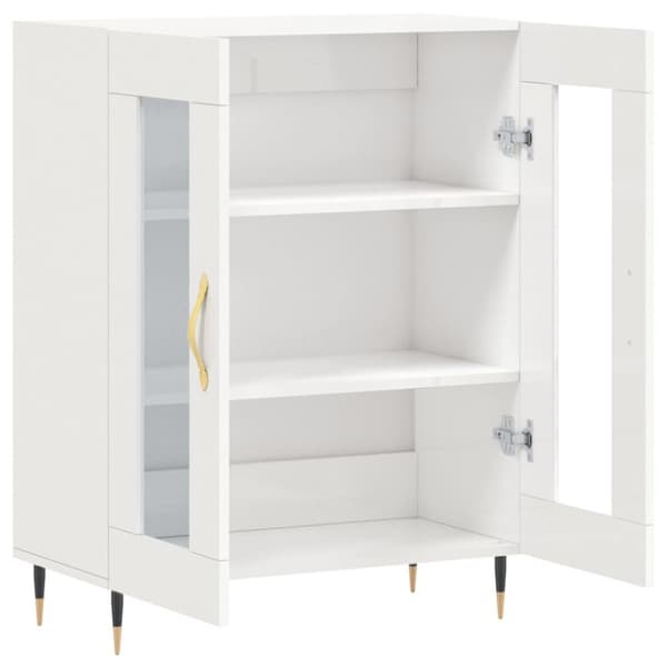 vidaXL skænk 69,5x34x90 cm konstrueret træ hvid højglans