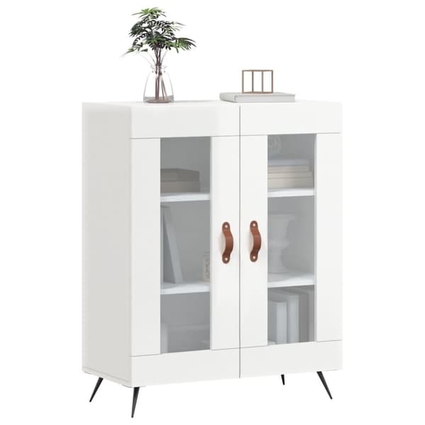 vidaXL skænk 69,5x34x90 cm konstrueret træ hvid højglans