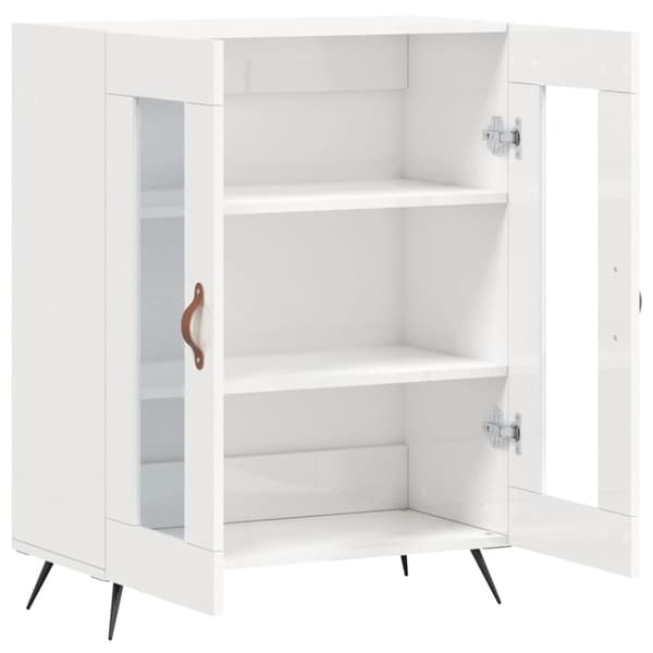 vidaXL skænk 69,5x34x90 cm konstrueret træ hvid højglans