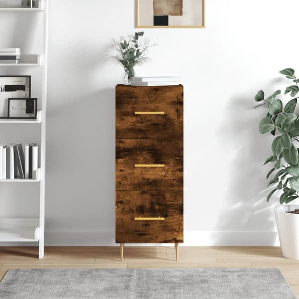 vidaXL skænk 34,5x34x90 cm konstrueret træ røget egetræsfarve