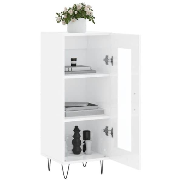 vidaXL skænk 34,5x34x90 cm konstrueret træ hvid højglans