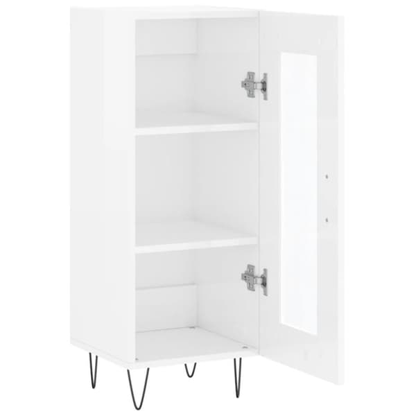 vidaXL skænk 34,5x34x90 cm konstrueret træ hvid højglans