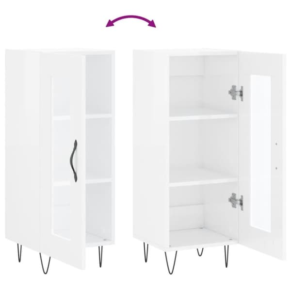 vidaXL skænk 34,5x34x90 cm konstrueret træ hvid højglans