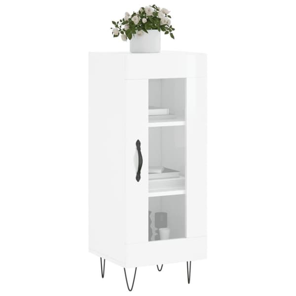 vidaXL skænk 34,5x34x90 cm konstrueret træ hvid højglans