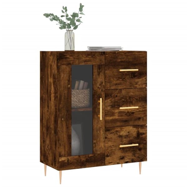 vidaXL Skjenk røkt eik 69,5x34x90 cm konstruert tre