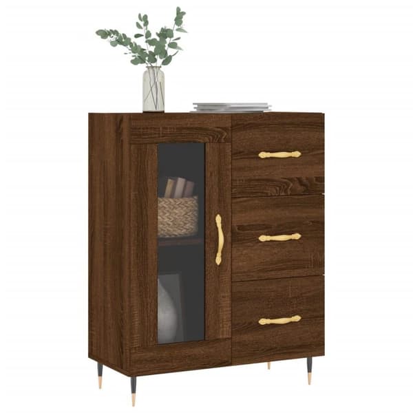 vidaXL skænk 69,5x34x90 cm konstrueret træ brun egetræsfarve