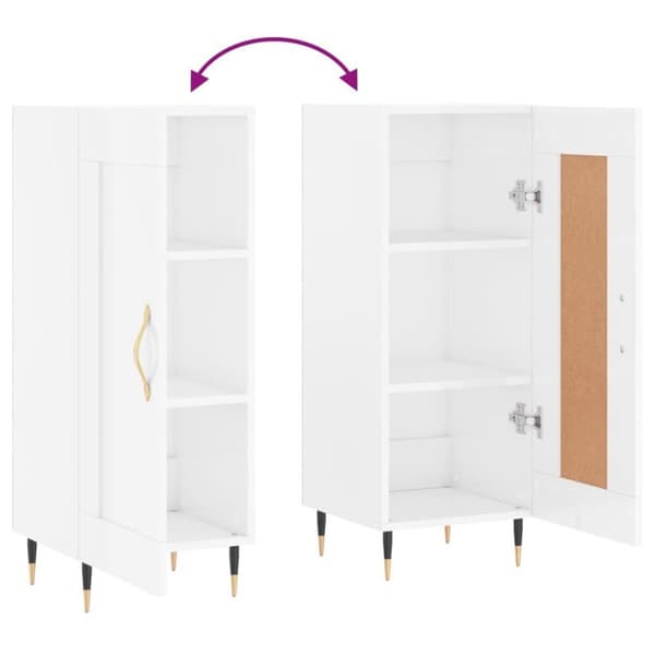 vidaXL skænk 34,5x34x90 cm konstrueret træ hvid højglans