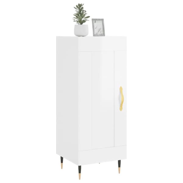 vidaXL skænk 34,5x34x90 cm konstrueret træ hvid højglans