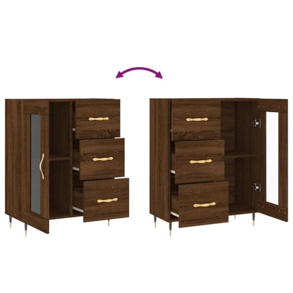 vidaXL Skjenk brun eik 69,5x34x90 cm konstruert tre