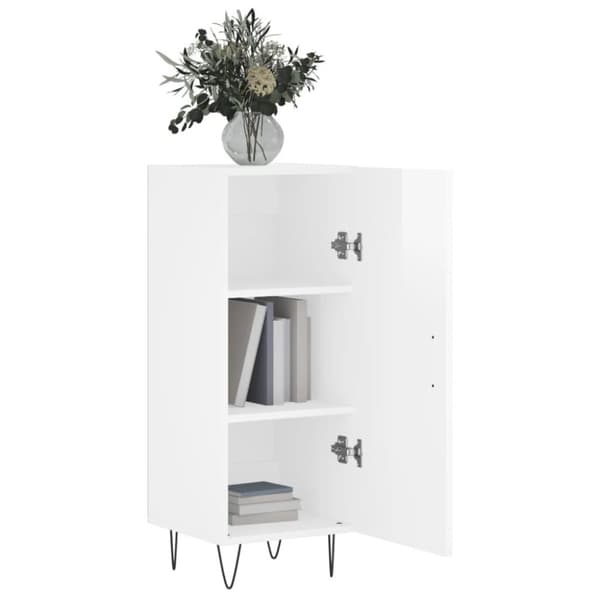 vidaXL Skjenk høyglans hvit 34,5x34x90 cm konstruert tre