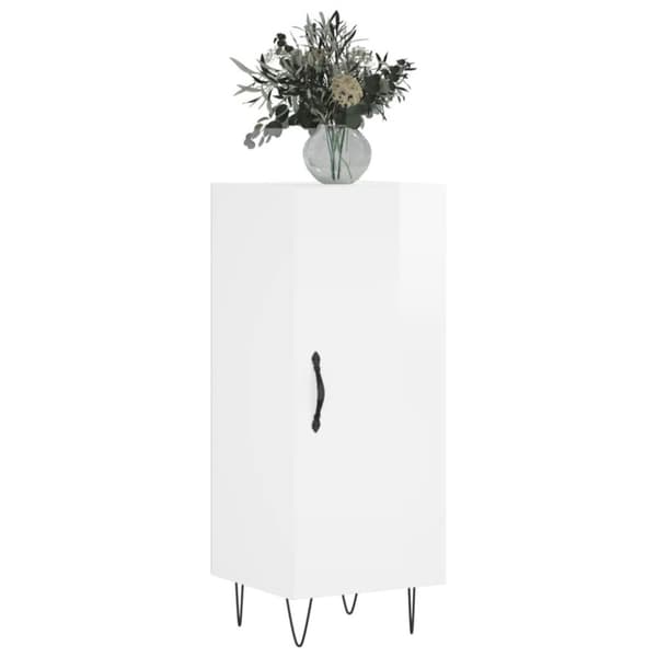 vidaXL Skjenk høyglans hvit 34,5x34x90 cm konstruert tre