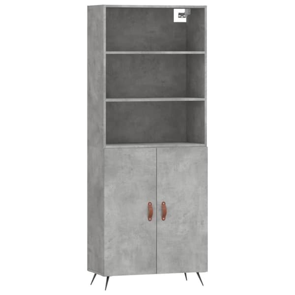 vidaXL Högskåp betonggrå 69,5x34x180 cm konstruerat trä
