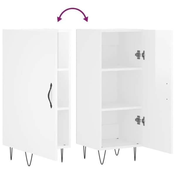 vidaXL skænk 34,5x34x90 cm konstrueret træ hvid højglans