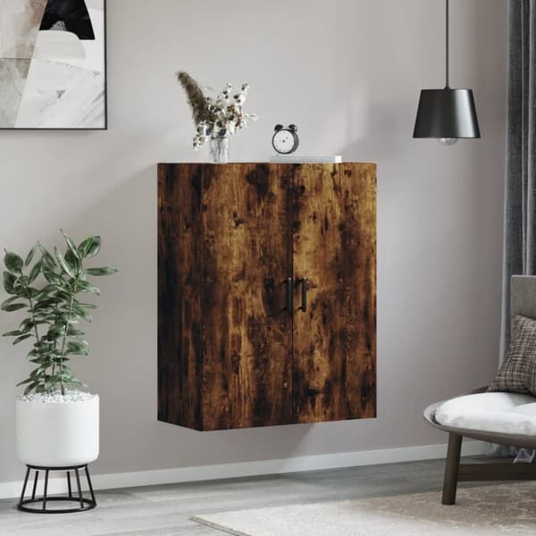 vidaXL Veggskap røkt eik 69,5x34x90 cm