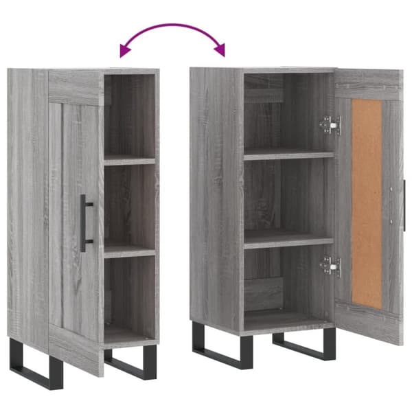 vidaXL Skjenk grå sonoma 34,5x34x90 cm konstruert tre