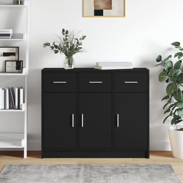 vidaXL skænk 91x28x75 cm konstrueret træ sort