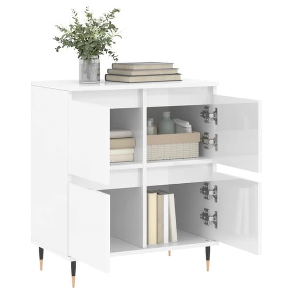 vidaXL Skjenk høyglans hvit 60x35x70 cm konstruert tre