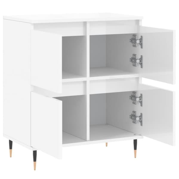 vidaXL Skjenk høyglans hvit 60x35x70 cm konstruert tre