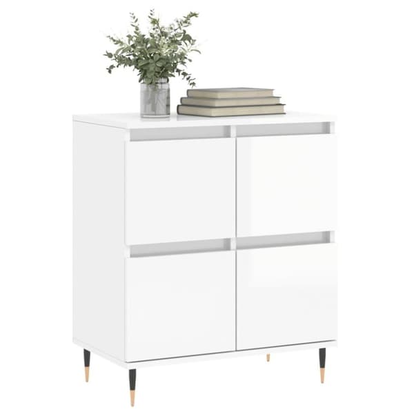 vidaXL Skjenk høyglans hvit 60x35x70 cm konstruert tre