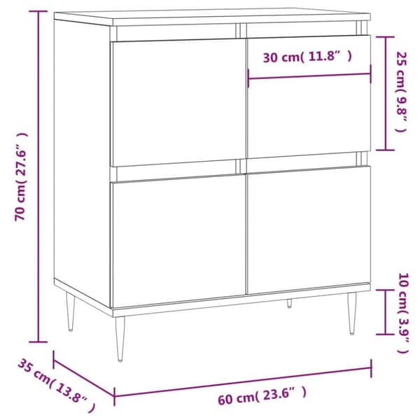 vidaXL Byrå vit 60x35x70 cm konstruerat trä