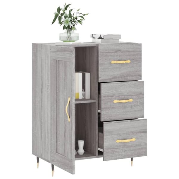 vidaXL skænk 69,5x34x90 cm konstrueret træ grå sonoma-eg