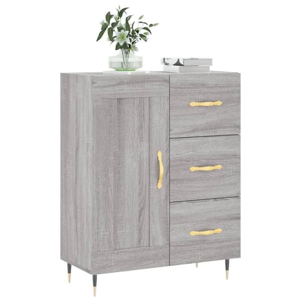 vidaXL skænk 69,5x34x90 cm konstrueret træ grå sonoma-eg