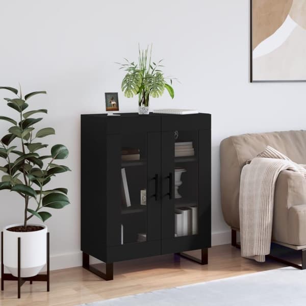 vidaXL skænk 69,5x34x90 cm konstrueret træ sort
