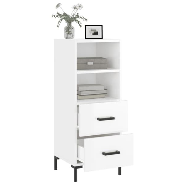 vidaXL skænk 34,5x34x90 cm konstrueret træ hvid højglans