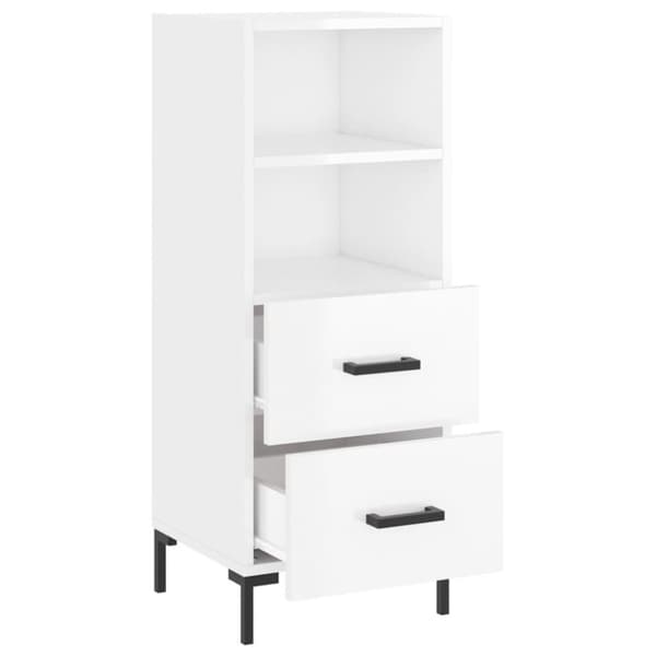 vidaXL skænk 34,5x34x90 cm konstrueret træ hvid højglans