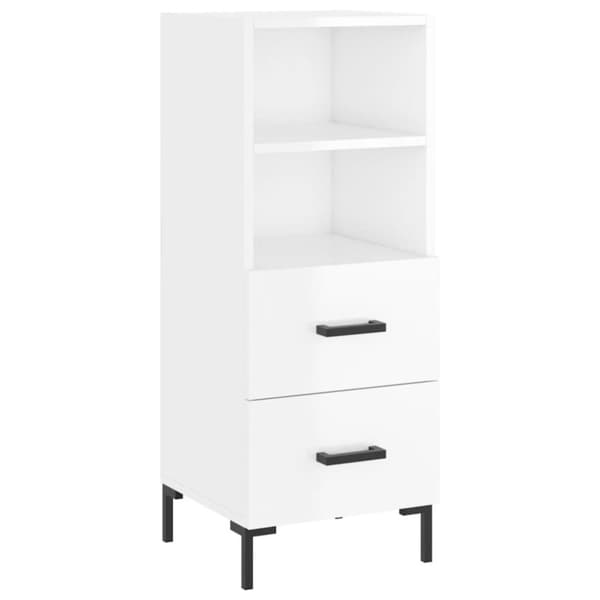 vidaXL Skjenk høyglans hvit 34,5x34x90 cm konstruert tre