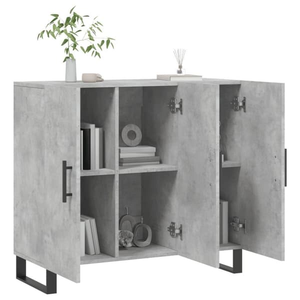 vidaXL Byrå betonggrå 90x34x80 cm konstruerat trä
